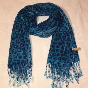 Blue Leopard Print Scarf